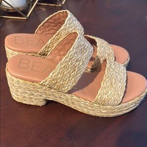 Rattan Espadrille Platform Sandals